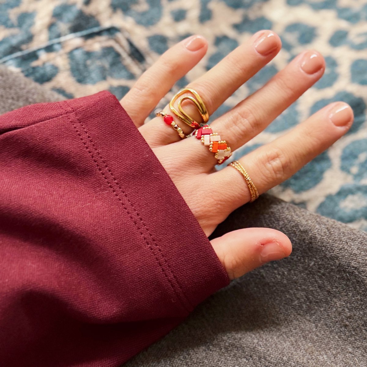 Tilabead Ring - Lachs/Orange/Bordeaux