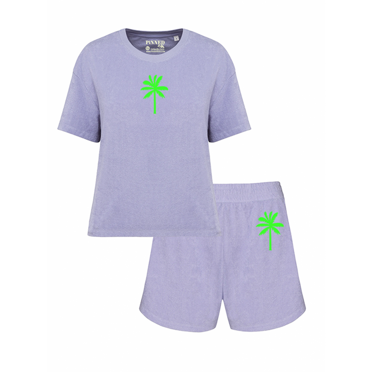 Set Frottee Palmtree Neongrüner Samt