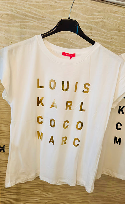 T-Shirt LKCM, weiß/gold