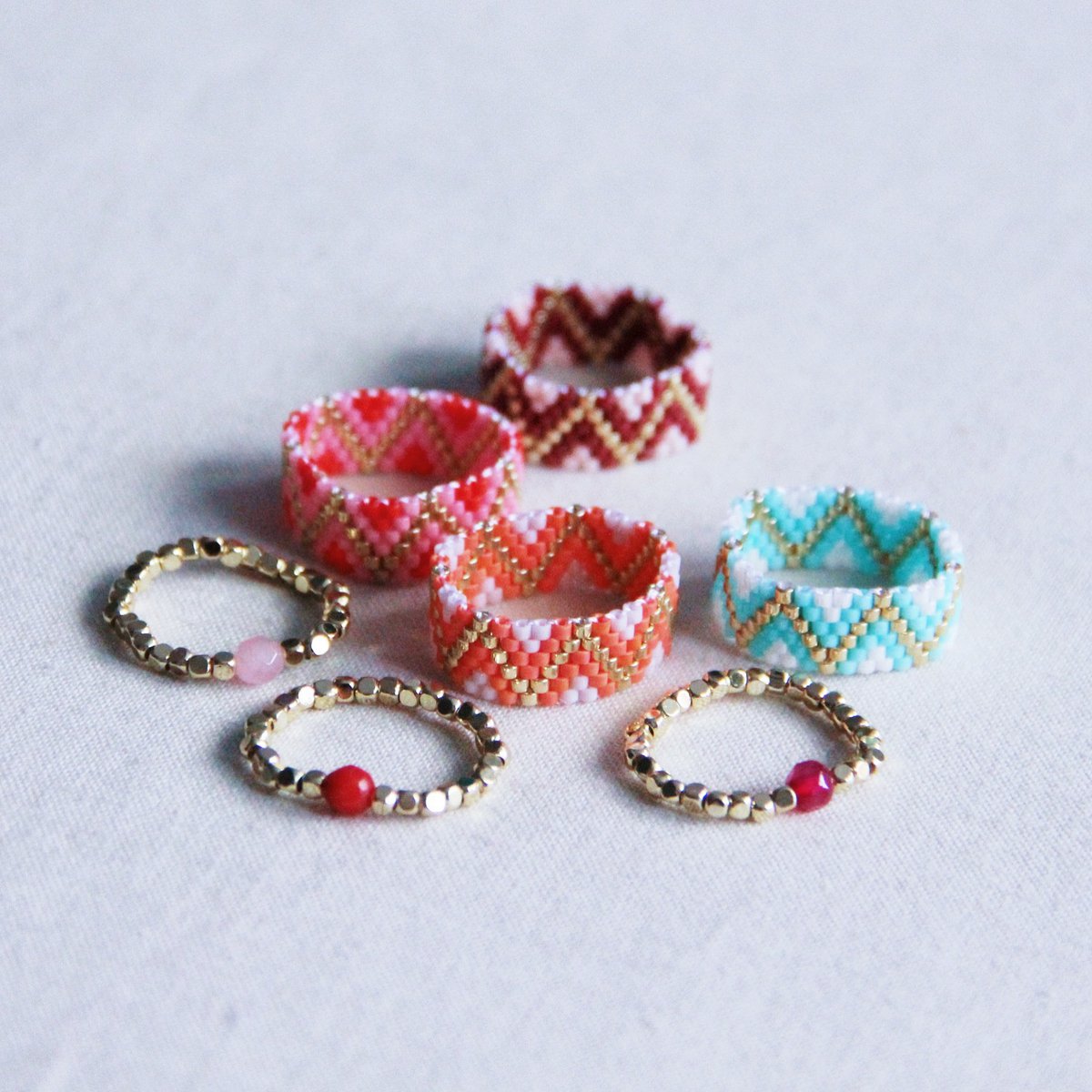 Webenring Zickzack - Mint/Weiß