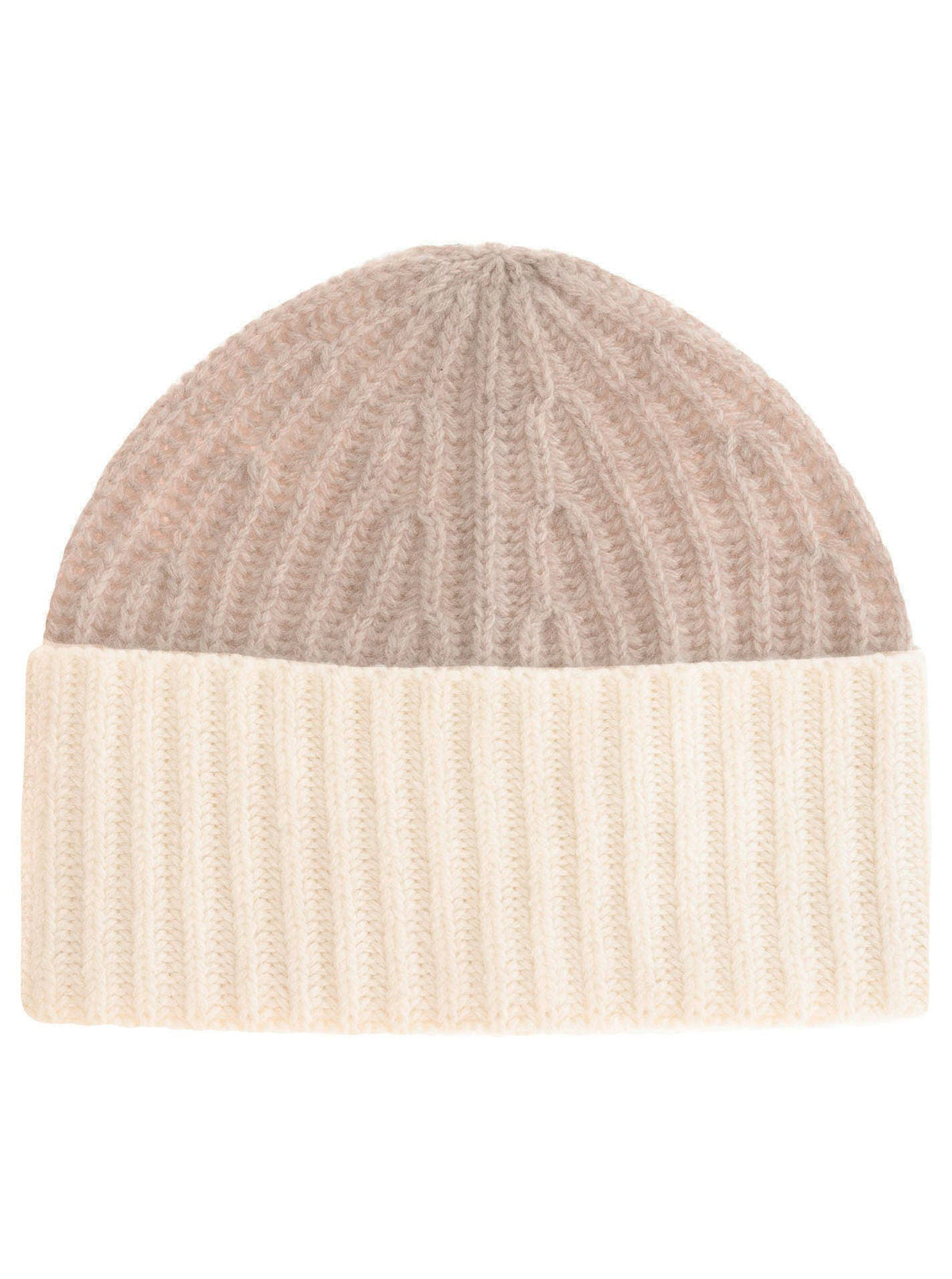 100% Cashmere Grobstrickmütze "Zweifarbig"