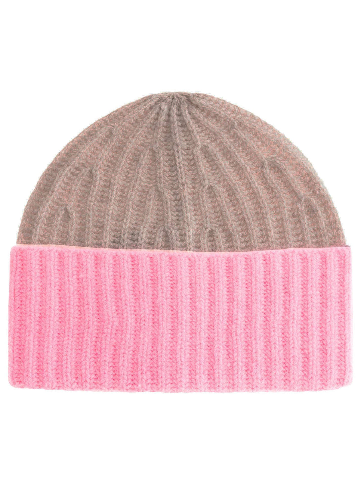 100% Cashmere Grobstrickmütze "Zweifarbig"